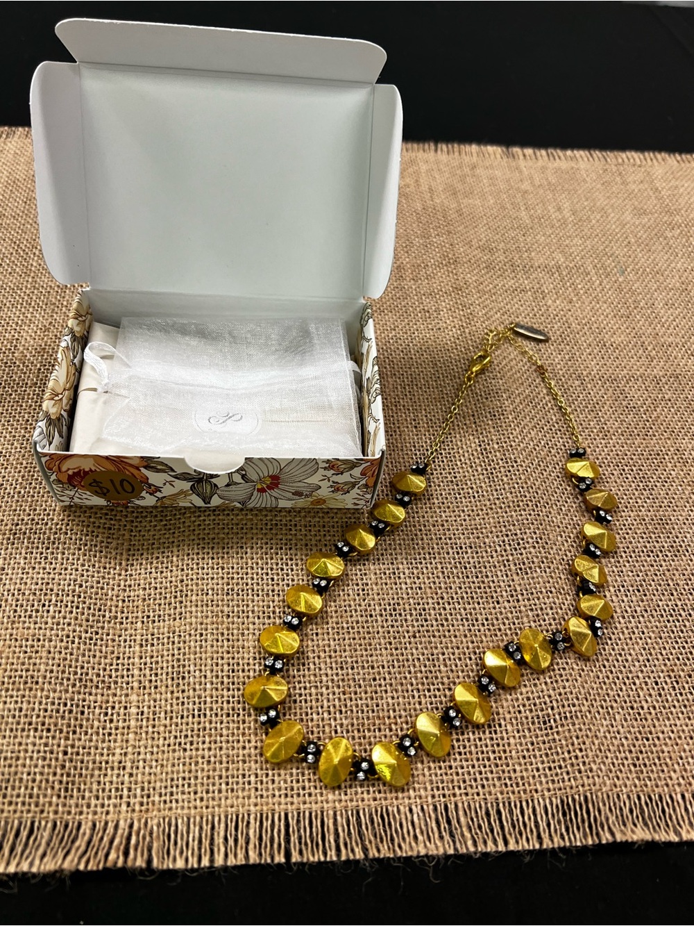 Plunder Metallic Gold Faceted Bead Necklace